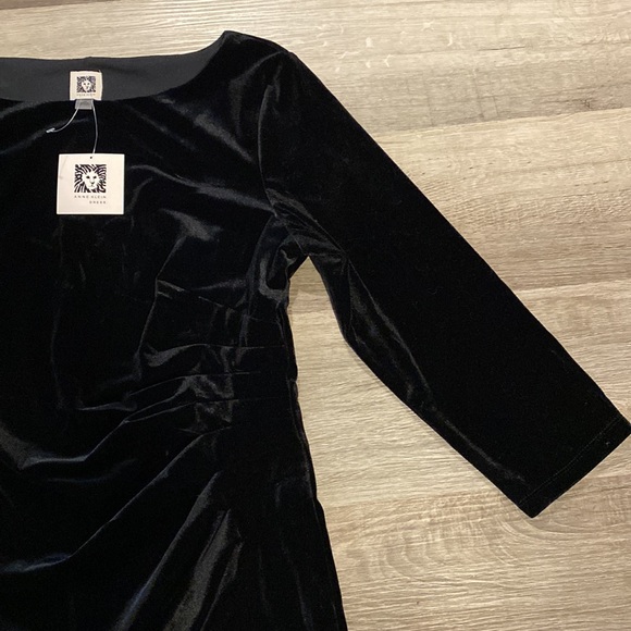 ANNE KLEIN Womens black velvet party dress size 14 - Picture 6 of 9